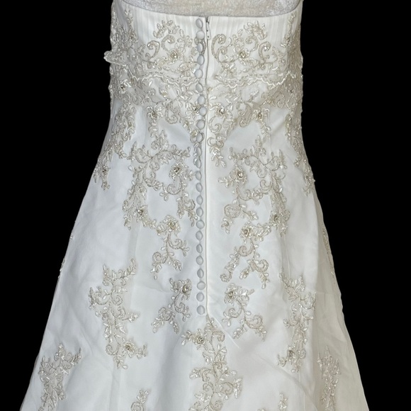 Wedding Dress Bridal Gown Ivory Gold Size 12 Convertible Two Length Embellished - Picture 7 of 16
